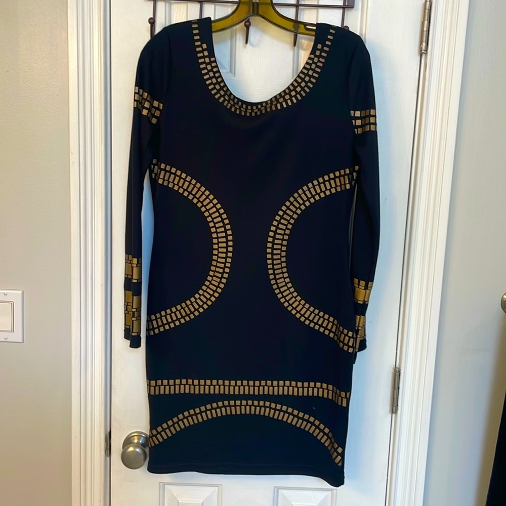 Miusol Vintage Black & Gold Dress w/ Very Unique Design